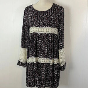 Jodifl Boho Patterned And Lace Dress Size Small